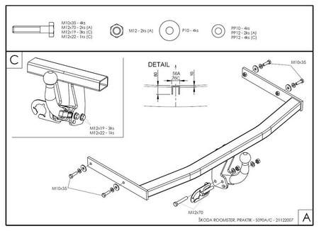 Фаркоп оцинкованный Galia для Skoda Praktik (2006-2015) S090A