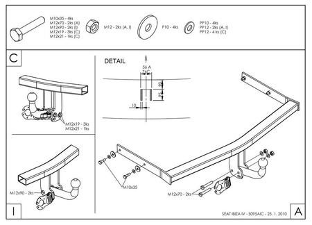 Фаркоп оцинкованный Galia для SEAT Ibiza IV хетчбек (2008-2017) S095A