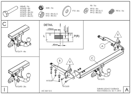 Фаркоп оцинкованный Galia для Subaru Outback (2009-2015) S102A