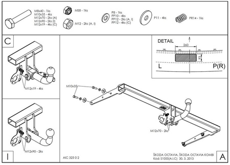 Фаркоп оцинкованный Galia для Skoda Octavia (2013-2024) S105A