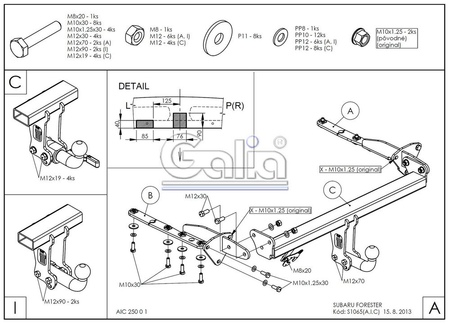 Фаркоп оцинкованный Galia для Subaru Forester (2013-2018) S106A