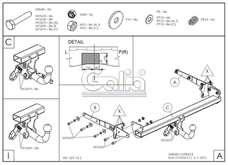 Фаркоп оцинкованный Galia для Subaru Outback (2015-) S116A