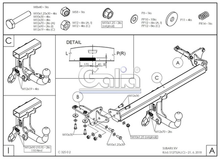 Фаркоп оцинкованный Galia для Subaru XV (2011-2017) S127A