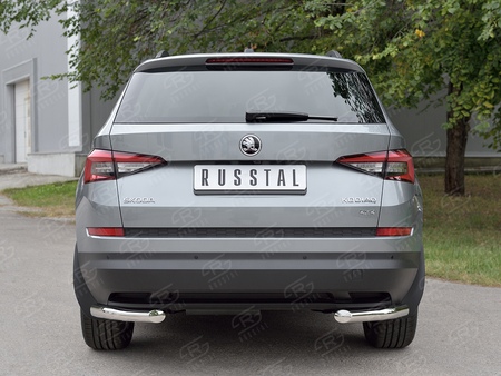 Защита заднего бампера уголки d63 секции RUSSTAL Skoda Kodiaq (2017-2021) SKKZ-002782