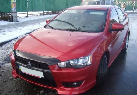 Дефлектор капота SIM короткий для Mitsubishi Lancer (2011-2020) SMILAN1112S