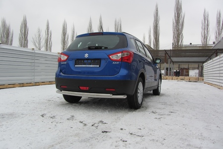 Защита заднего бампера d57+d42 двойная Suzuki SX4 (2014-2021) SSX4-14-007