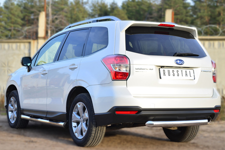 Пороги труба d76 с накладкой вариант 2 (без брызговиков) RUSSTAL Subaru Forester (2013-2019) SUFT-0016002