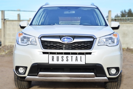 Защита переднего бампера d75х42 дуга 75х42 дуга RUSSTAL Subaru Forester (2013-2019) SUFZ-001598