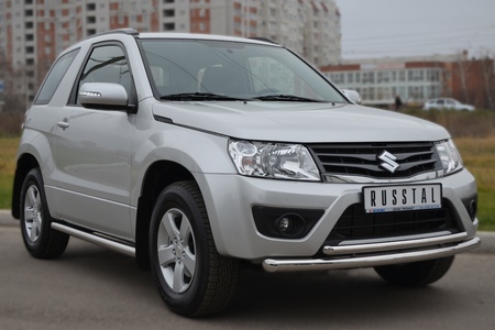 Защита переднего бампера d63х42 дуга RUSSTAL Suzuki Grand Vitara 3 дв. (2012-2016) SV3Z-001103