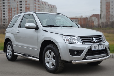 Защита переднего бампера d76 дуга RUSSTAL Suzuki Grand Vitara 3 дв. (2012-2016) SV3Z-001104