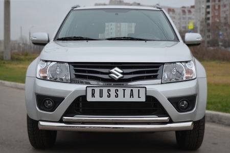 Защита переднего бампера d76х42 дуга RUSSTAL Suzuki Grand Vitara 3 дв. (2012-2016) SV3Z-001105