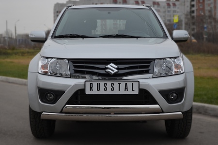 Защита переднего бампера d75х42/75х42 овалы дуга RUSSTAL Suzuki Grand Vitara 3 дв. (2012-2016) SV3Z-001106