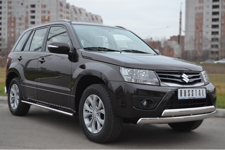Защита порогов 75х42 с проступью RUSSTAL Suzuki Grand Vitara 5 дв. (2012-2016) SVO-001096