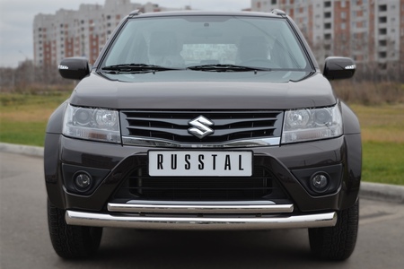 Защита переднего бампера d76х42 дуга RUSSTAL Suzuki Grand Vitara 5 дв. (2012-2016) SVZ-001092