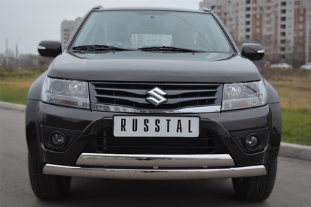 Защита переднего бампера d75х42х75/42 овалы дуга RUSSTAL Suzuki Grand Vitara 5 дв. (2012-2016) SVZ-001093