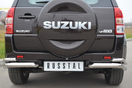 Защита заднего бампера уголки d63х42 RUSSTAL Suzuki Grand Vitara 5 дв. (2012-2016) SVZ-001099