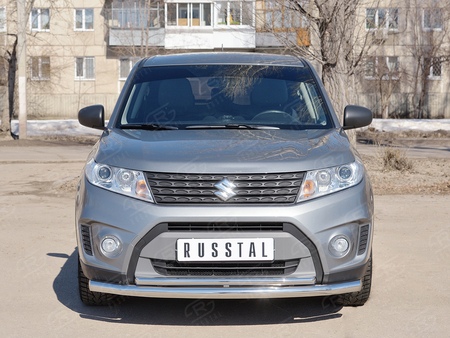 Защита переднего бампера d63 секции-d42 секции RUSSTAL Suzuki Vitara (2015-2024) SVZ-002639