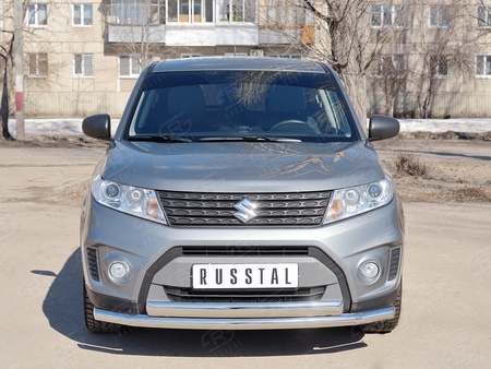 Защита переднего бампера d63 секции-d75х42 дуга RUSSTAL Suzuki Vitara (2015-2024) SVZ-002640