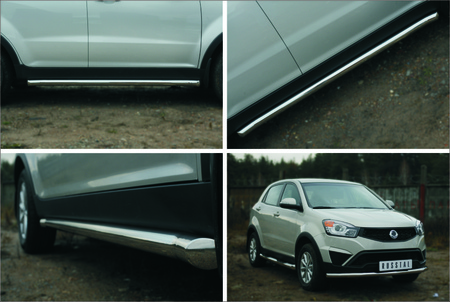 Пороги труба d63 вариант 1 RUSSTAL SsangYong Actyon (2014-2018) SYAT-0019751