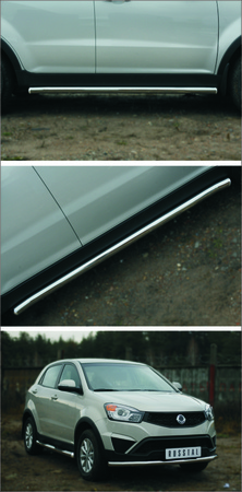 Пороги труба d63 вариант 3 RUSSTAL SsangYong Actyon (2014-2018) SYAT-0019753