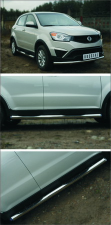 Пороги труба d76 с накладкой вариант 2 RUSSTAL SsangYong Actyon (2014-2018) SYAT-0019762