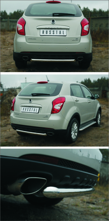 Защита заднего бампера d63 дуга RUSSTAL SsangYong Actyon (2014-2018) SYAZ-001980