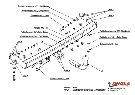 Фаркоп Imiola для Toyota Corolla универсал (1992-1997) T.012