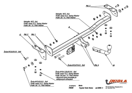 Фаркоп Imiola для Toyota Yaris Verso (2000-2004) T.034