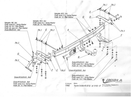 Фаркоп Imiola для Toyota Corolla седан (2002-2006) T.062