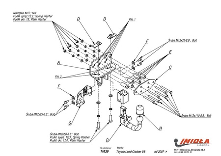 Фаркоп Imiola c быстросъемным шаром для Toyota Land Cruiser 200 (2008-2021) T.A39