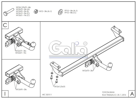 Фаркоп оцинкованный с быстросъемным шаром Galia для Chery Tiggo (2006-2014) T042C