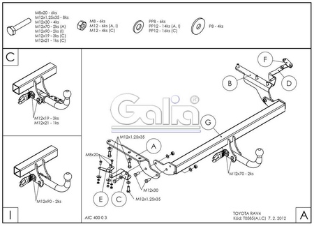 Фаркоп оцинкованный Galia для Toyota RAV4 (2006-2013) T058A