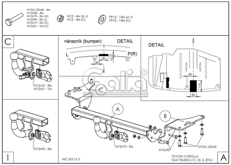 Фаркоп оцинкованный Galia для Toyota Corolla седан (2013-2019) T064A