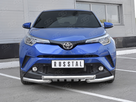 Защита переднего бампера d63 дуга-d63 уголки+клыки RUSSTAL Toyota C-HR (2018-2024) TCHZ-003025