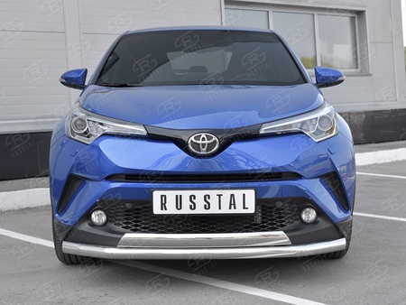 Защита переднего бампера d63 секции-d75х42 дуга RUSSTAL Toyota C-HR (2018-2024) TCHZ-003027