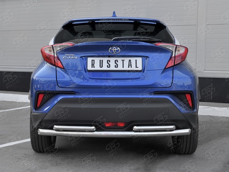 Защита заднего бампера d63 дуга-d42х2 дуги RUSSTAL Toyota C-HR (2018-2024) TCHZ-003033