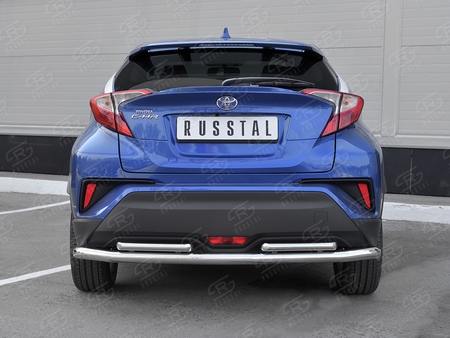 Защита заднего бампера d63 секции-d42х2 прямой RUSSTAL Toyota C-HR (2018-2024) TCHZ-003034