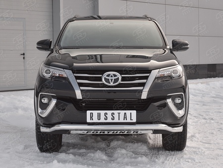 Защита переднего бампера d63 волна с надписью RUSSTAL Toyota Fortuner (2017-2021) TFZ-002878