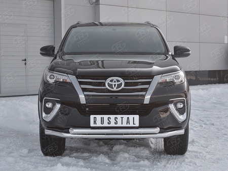 Защита переднего бампера d63 секции-d63 дуга RUSSTAL Toyota Fortuner (2017-2021) TFZ-002881