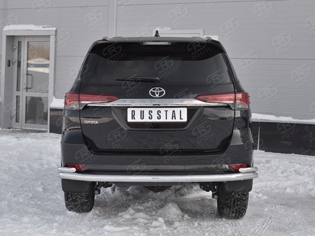 Защита заднего бампера d63 секции d42 уголки RUSSTAL Toyota Fortuner (2017-2021) TFZ-002888