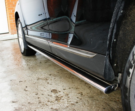 Пороги труба d75х42 овал нержавеющий лист RUSSTAL Toyota Highlander (2010-2013) THO-000740