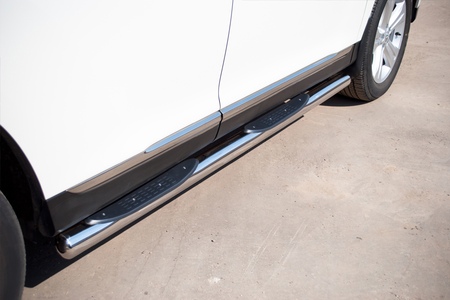 Пороги труба d76 с накладками вариант 3 RUSSTAL Toyota Highlander (2010-2013) THT-0007363