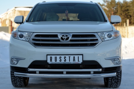 Защита переднего бампера d63 секции/d42 дуга RUSSTAL Toyota Highlander (2010-2013) THZ-001254