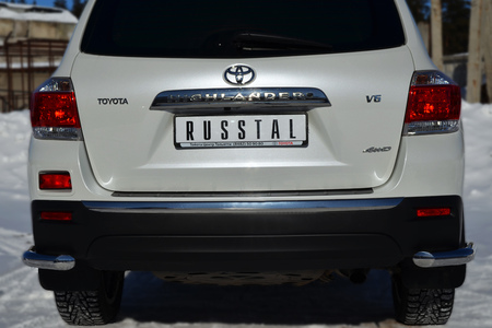 Защита заднего бампера уголки d63 RUSSTAL Toyota Highlander (2010-2013) THZ-001257