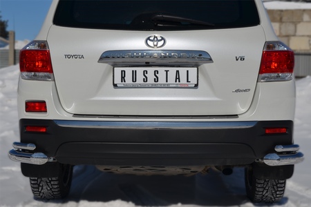 Защита заднего бампера уголки d76х42 RUSSTAL Toyota Highlander (2010-2013) THZ-001260