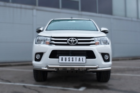 Защита переднего бампера d63 дуга d63 уголки+клыки RUSSTAL Toyota Hilux (2015-2020) THZ-002148