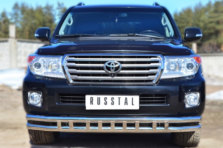 Защита переднего бампера d63 секции d63 секции декор RUSSTAL Toyota Land Cruize 200 (2012-2015) TLCZ-001640