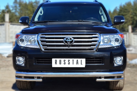 Защита переднего бампера d76 секции d42 уголки RUSSTAL Toyota Land Cruize 200 (2012-2015) TLCZ-001643