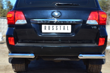 Защита заднего бампера уголки d76 секции RUSSTAL Toyota Land Cruize 200 (2012-2015) TLCZ-001646