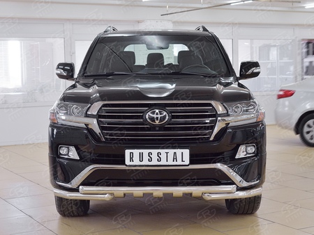 Защита переднего бампера d63 дуга-d63 секции+клыки RUSSTAL Toyota Land Cruiser 200 Executive (2016-2021) TLCZ-002554